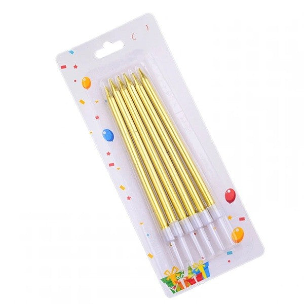 Set 6 lumânări pentru tort Aurii, lucioase, 11 cm
