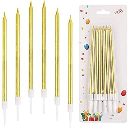 Set 6 lumânări pentru tort Aurii, lucioase, 11 cm