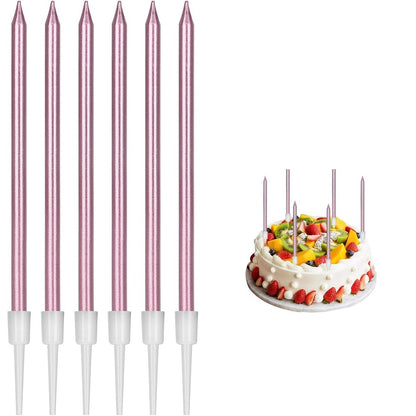 Set 6 lumânări pentru tort Rose Gold, lucioase, 11 cm